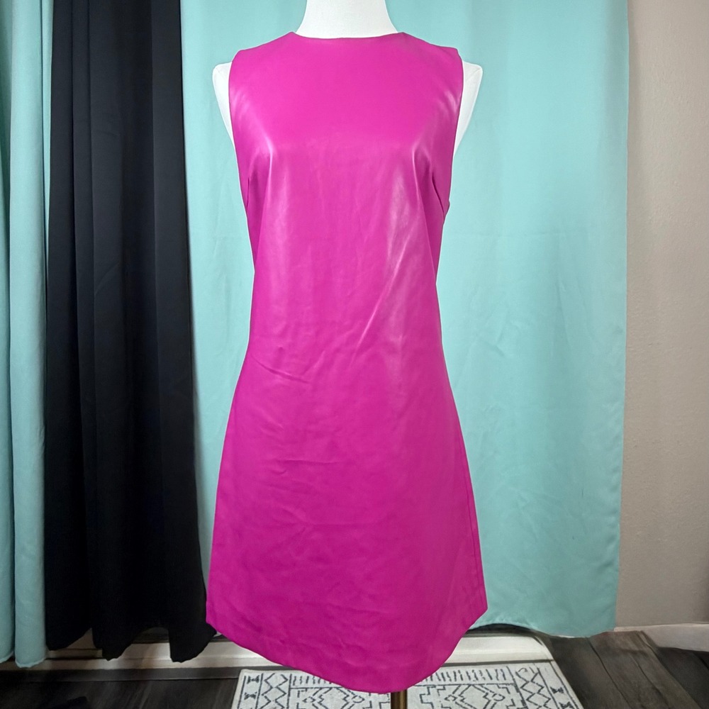 House of Harlow 1960 Faux Leather Mini Dress Pink S Sleeveless Barbiecore Retro